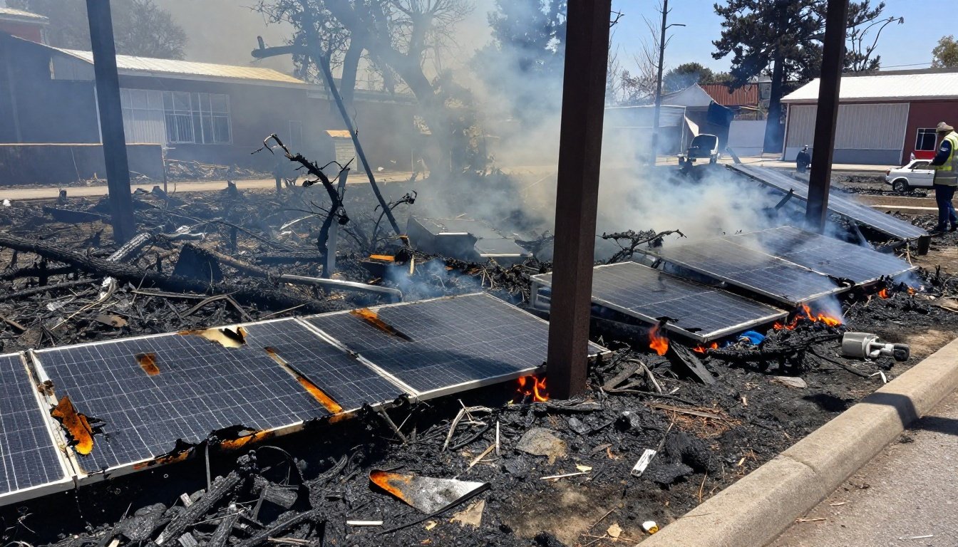 Impacto de un incendio forestal en proyectos solares listos para construir